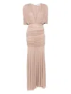 Tove Devi Ruched Jersey Maxi Dress In Neutrals