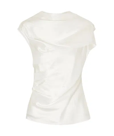 Tove Ila Draped Silk-blend Satin Blouse In White