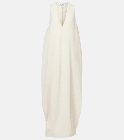Tove Eladia Cotton And Linen-blend Maxi Dress In Beige