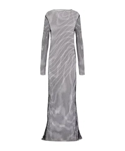 Tove Embellished Mesh Maxi Dress In Gray