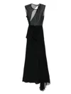 Tove Esme Layered Draped Silk-chiffon And Wool-crepe Maxi Dress In Black