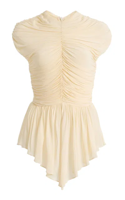 Tove Gabor Ruffled Jersey Top In White