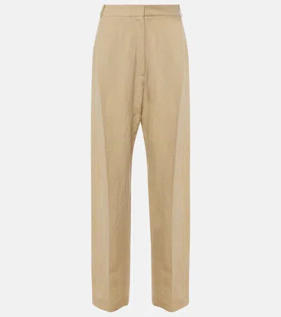 Tove Gabrielle High-rise Linen Wide-leg Pants In Beige