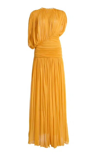 Tove Gai Draped Chiffon Maxi Dress In Yellow