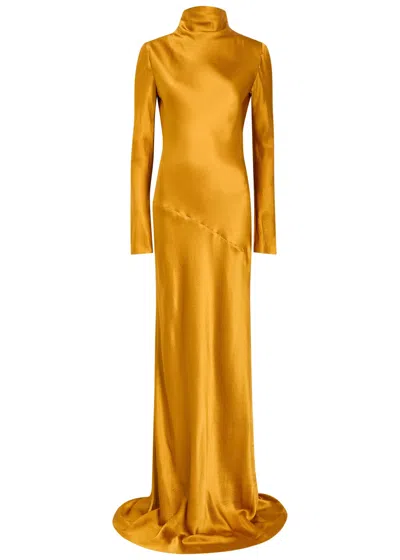 Tove Gio Crinkled Silk Gown In Gold
