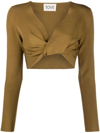 Tove Green Grace Twist Front Cropped Top