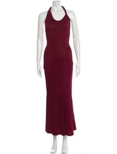 Pre-owned Tove Halterneck Long Dress In Burgundy