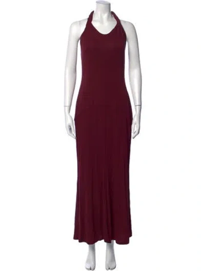 Pre-owned Tove Halterneck Long Dress In Burgundy