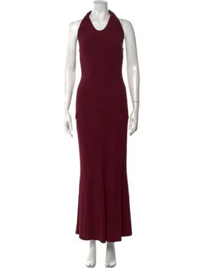 Pre-owned Tove Halterneck Long Dress In Burgundy