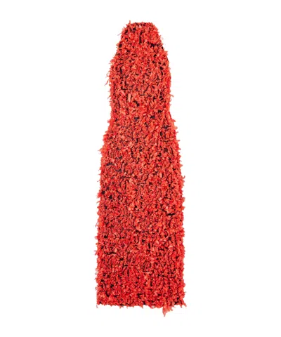 Tove High-neck Backless Dress In Red