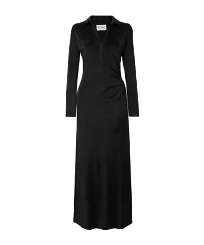 Tove Iana Gathered Stretch-jersey Maxi Dress In Black