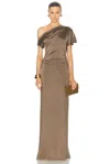 Tove Asymmetric Inez Maxi Dress In Natural Brown