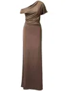 Tove Asymmetric Inez Maxi Dress In Brown