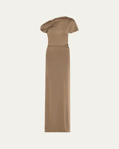 Tove Inez Off-the-shoulder Dress In Natural Brown