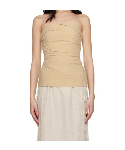 Tove Womens Stone Izel Bandeau Linen Top