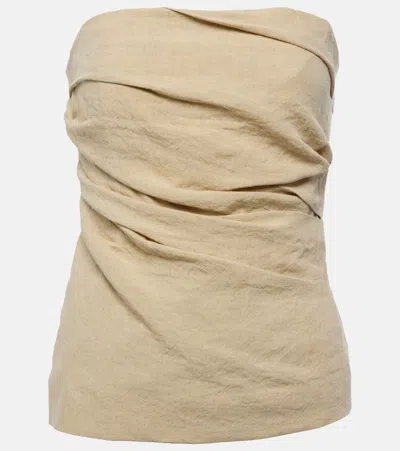 Tove Izel Strapless Linen Top In Stone