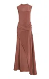 Tove Jadi Cutout Draped Satin Maxi Dress In Brown