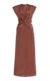 Tove Jessa Twist-detail Satin Maxi Dress In Brown