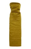 Tove Sessy Strapless Cotton-blend Midi Dress In Gold