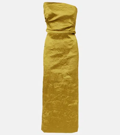 Tove Kezia Draped Lamé Midi Dress In Gold