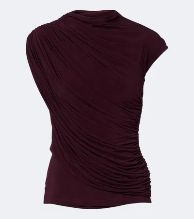 Tove Khari Draped Jersey Top In Purple