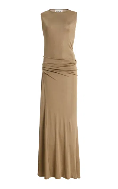 Tove Lelani Draped Knit Maxi Dress In Brown