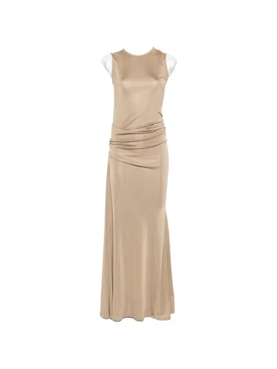 Tove Lelani Ruched Dress In Neutral