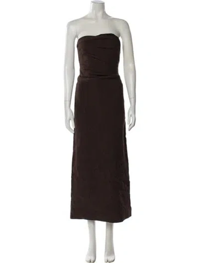 Pre-owned Tove Linen Midi Length Dress In Brown