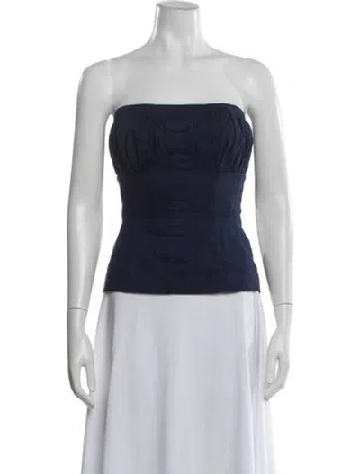 Pre-owned Tove Linen Strapless Top In Blue