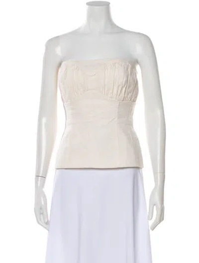 Pre-owned Tove Linen Strapless Top In Neutral