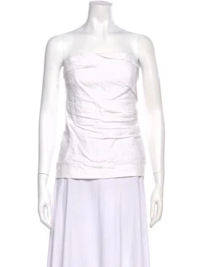 Pre-owned Tove Linen Strapless Top In White