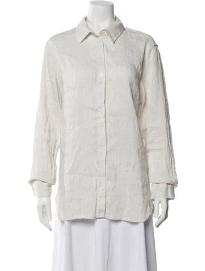 Pre-owned Tove Linen Striped Button-up Top In Neutral