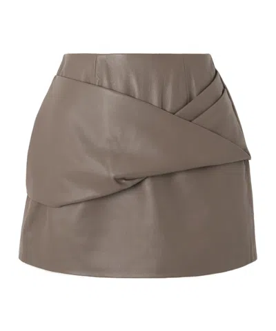 Tove Liss Paneled Leather Mini Skirt In Brown