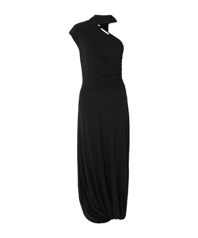 Tove Liv One-shoulder Ruched Crepe-jersey Maxi Dress In Black