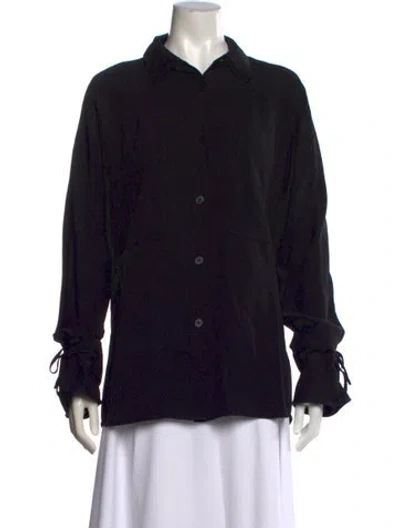 Pre-owned Tove Long Sleeve Button-up Top In Black