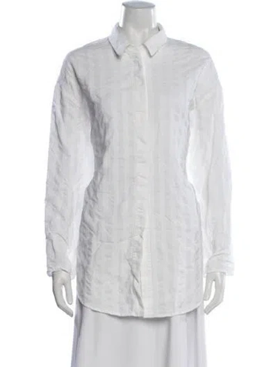 Pre-owned Tove Long Sleeve Button-up Top In White