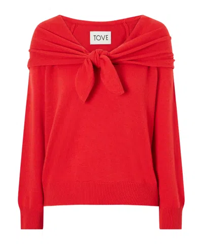 Tove Malia Knot-detailed Cashmere Sweater In Red