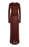 Tove Luella Gathered Stretch-knit Maxi Dress In Burgundy
