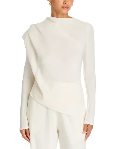 Tove Maevi Silk Asymmetrical Draped Top In White