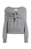 Tove Malia Cashmere Tie-neck Sweater In Gray