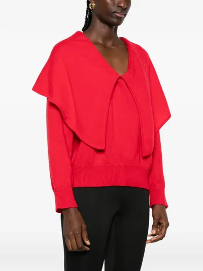 Tove Malia Draped-panel Sweater In Red