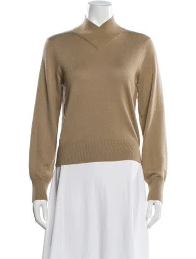 Pre-owned Tove Merino Wool Mock Neck Sweater In Neutral