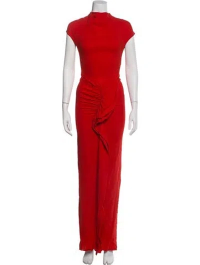 Pre-owned Tove Mock Neck Long Dress In Red