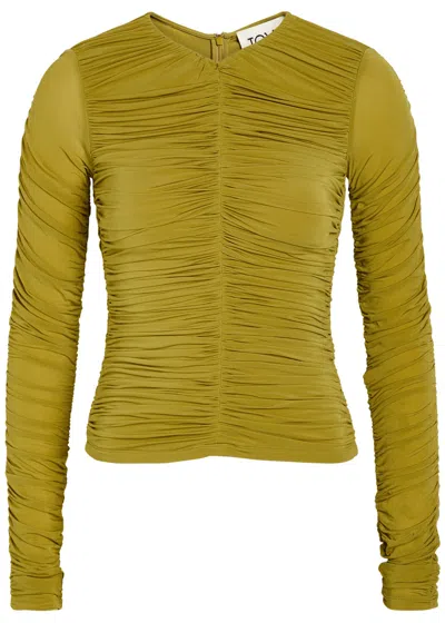 Tove Nevin Ruched Stretch-jersey Top In Green