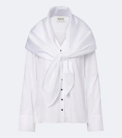 Tove Nia Scarf-detailed Cotton-poplin Shirt In White
