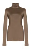 Tove Noor Stretch-jersey Turtleneck Top In Brown
