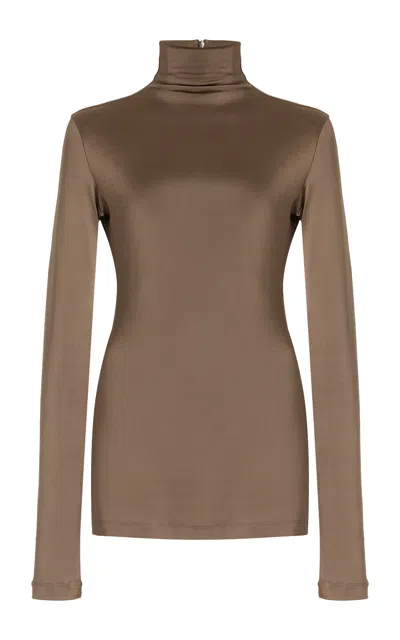 Tove Noor Stretch-jersey Turtleneck Top In Brown