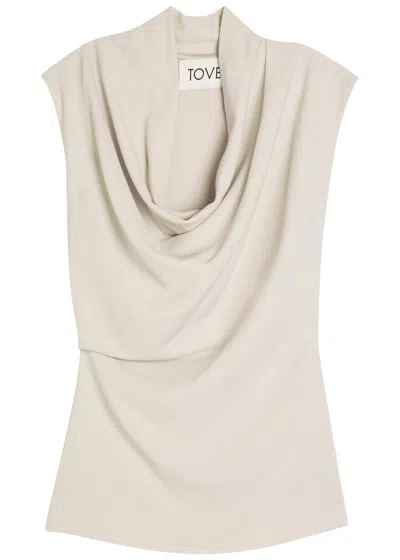 Tove Nula Draped Crepe-de Chine Top In Neutral