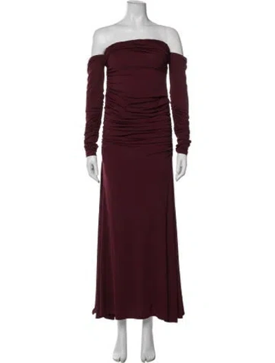Pre-owned Tove Off-the-shoulder Long Dress In Burgundy