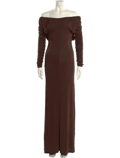Pre-owned Tove Off-the-shoulder Long Dress W/ Tags In Brown